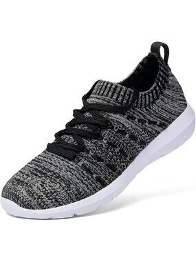 🆕Women Black-Grey Running Breathable Knitting flexible Sports Shoes Sneaker